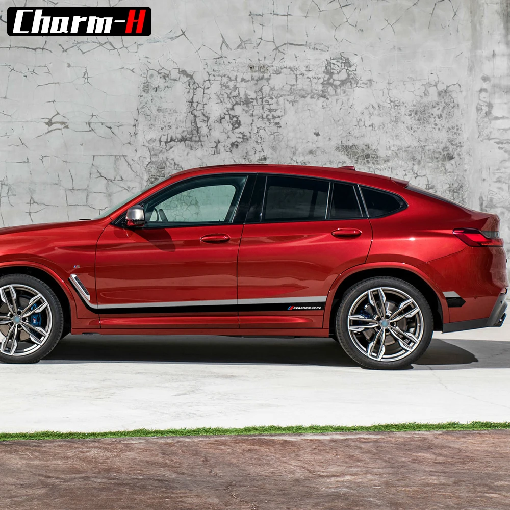 2 шт. черно серые наклейки на боковые полоски для BMW X4 G02 2018 настоящие