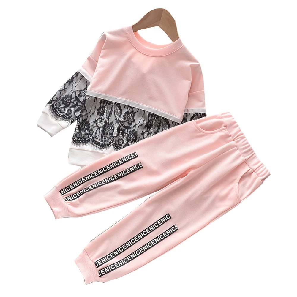 

V-TREE 2Pcs Children's Clothing Sets Lace Sweater Suit Cotton Toddler Girl Clothing Xxx Boys And Girls Autumn And Spring New