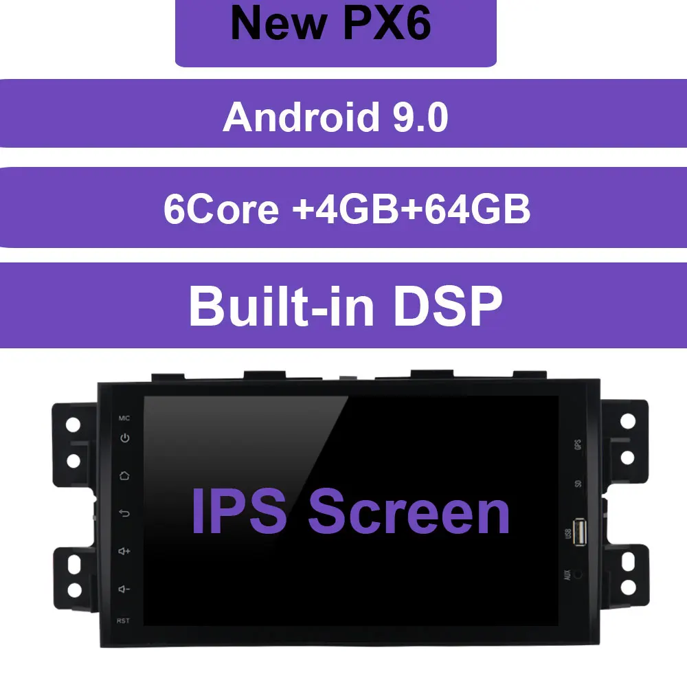 PX6 64GB With DSP Zetech Android 9 2 din автомагнитола dvd gps для kia borrego/mohave 2008-2012 Автомобильный мультимедийный для kia mohave 9 дюймов сенсорный экран - Цвет: PX6 64GB With DSP