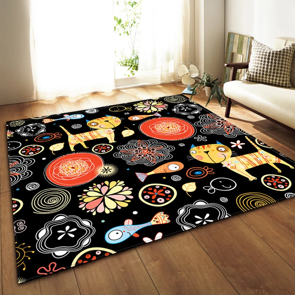 

Christmas Pattern Living Room Decoration Carpet 3D Children's Room Carpet Bedroom Corridor Floor Household Flannel Printing Rug