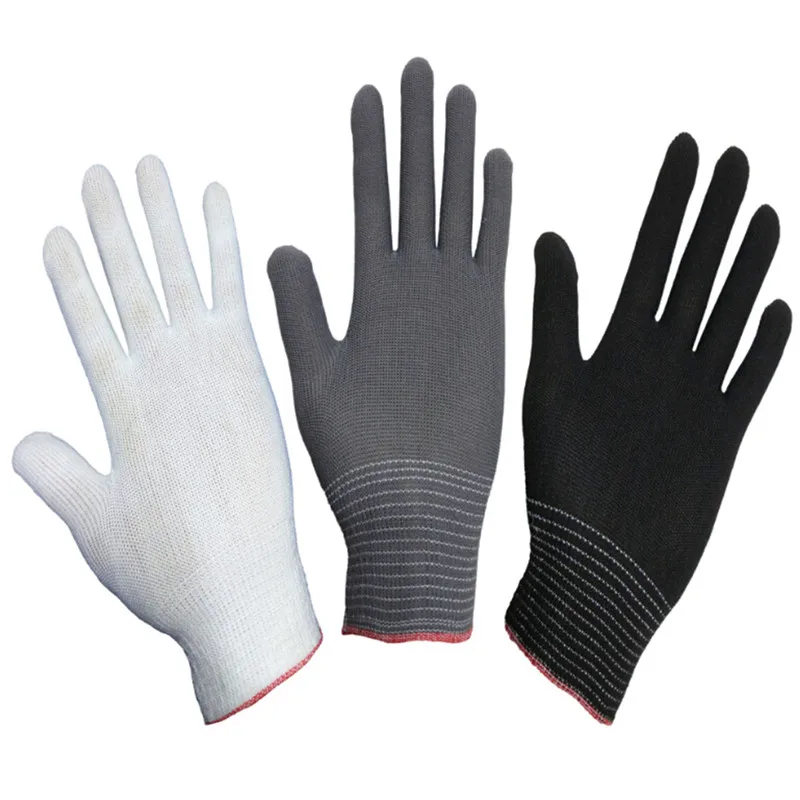 

2Pairs White Black Nylon Antistatic Work Gloves For Working Gardening