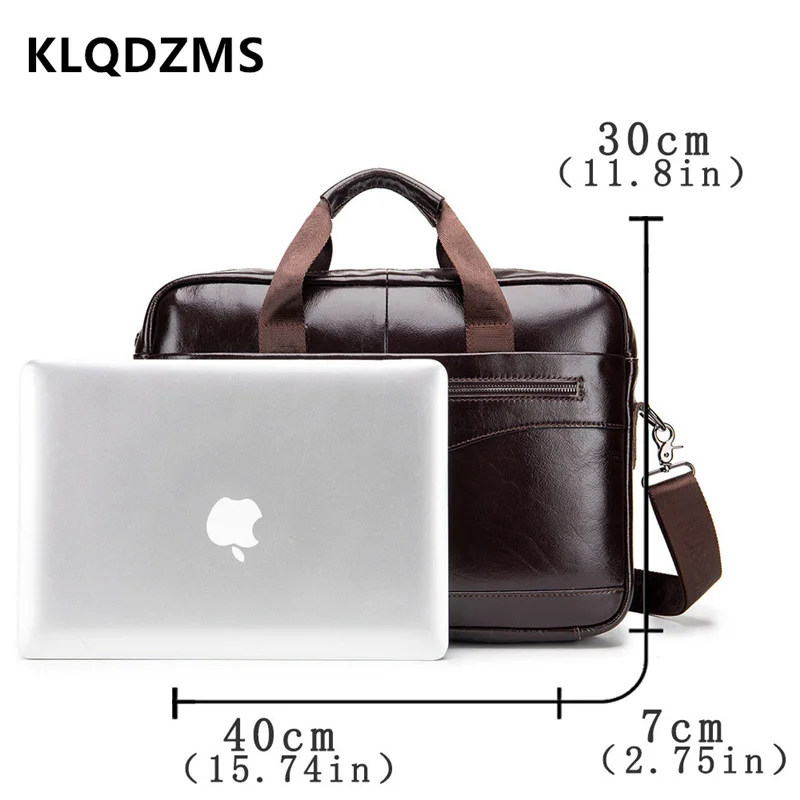 KLQDZMS Men's Briefcase Bag Genuine Leather  Men Laptop Bag Large Capacity Handbag Office Business Handbag