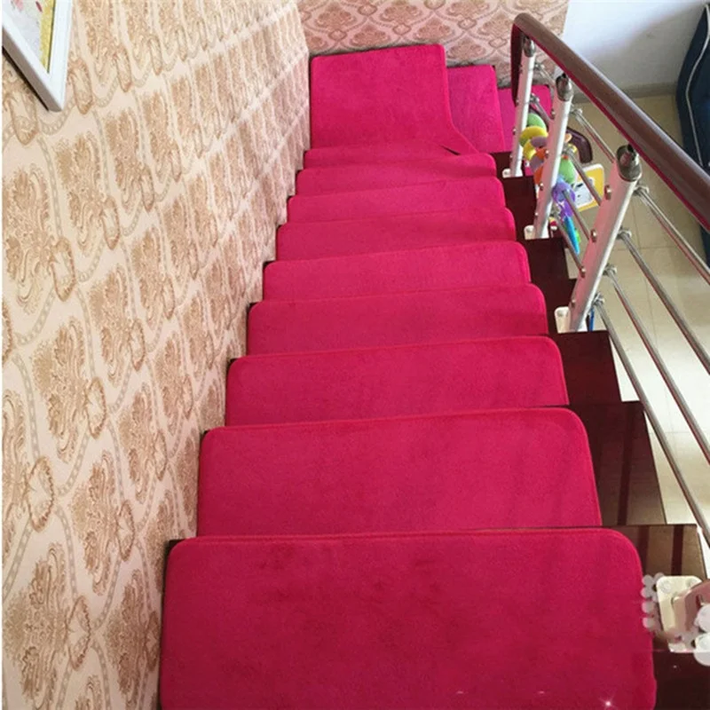 13Pcs/set Stair Treads Rectangle Non-slip Rugs Mats Pure Color Style Pads Carpet | Дом и сад