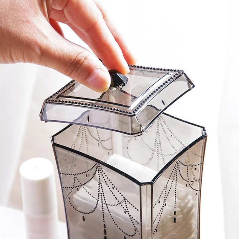 Прозрачная коробка для хранения ватных тампонов органайзер макияжа пластиковая