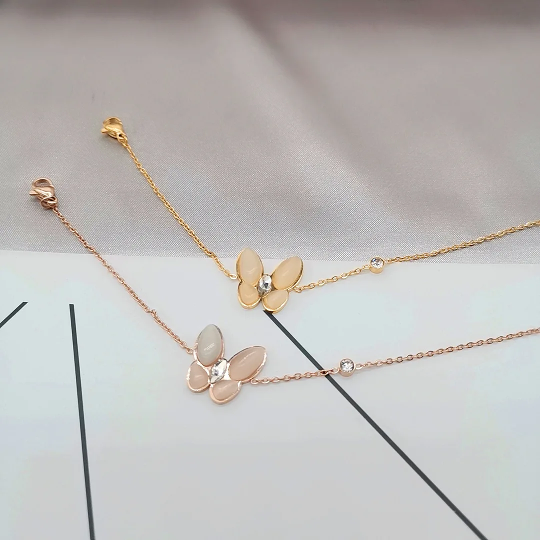 

Fashion mother-of-pearl butterfly bracelet female hot sale new net red micro-inlaid zircon clavicle chain