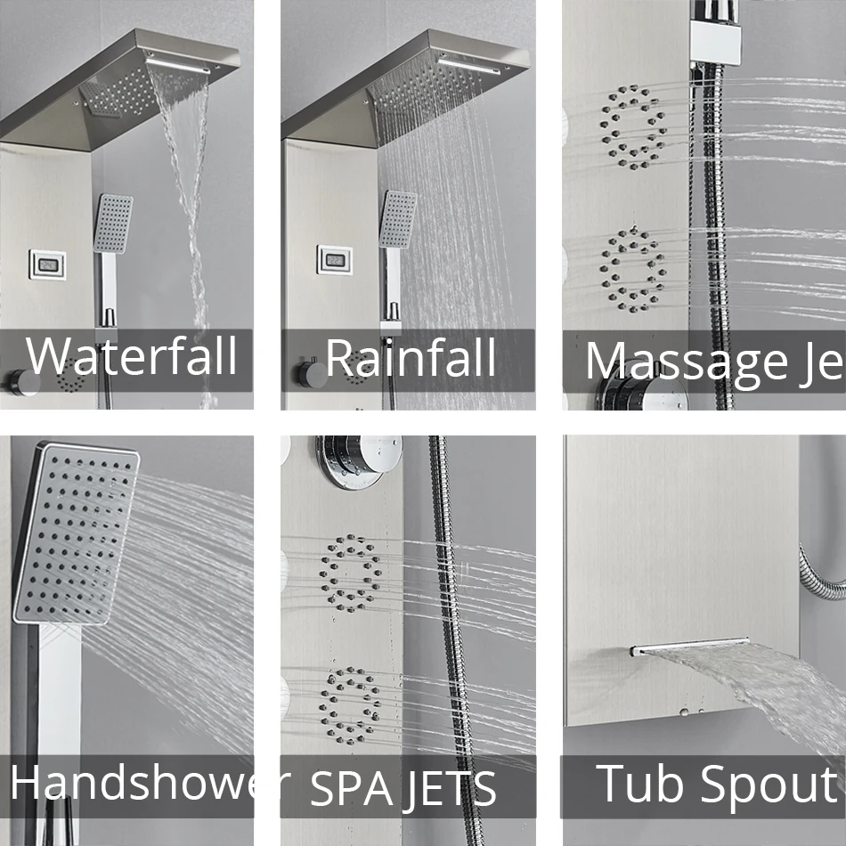 Черный смеситель для душа ванной комнаты набор душевых панелей ванны с ручным