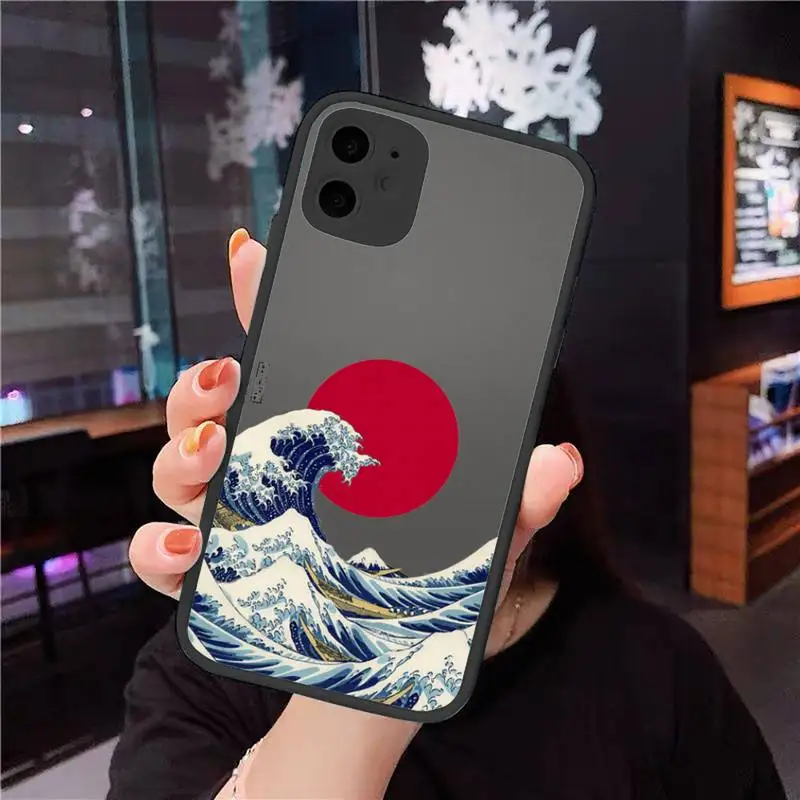 

Phone Case For iPhone 12 11 Mini Pro XR XS Max 7 8 Plus X The Big Wave of kanagawa Matte transparent cover
