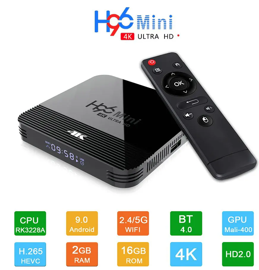 H96 MINI H8 Смарт ТВ приставка Android 9 0 двойной WI FI плеер 4k Youtube магазина Google Home