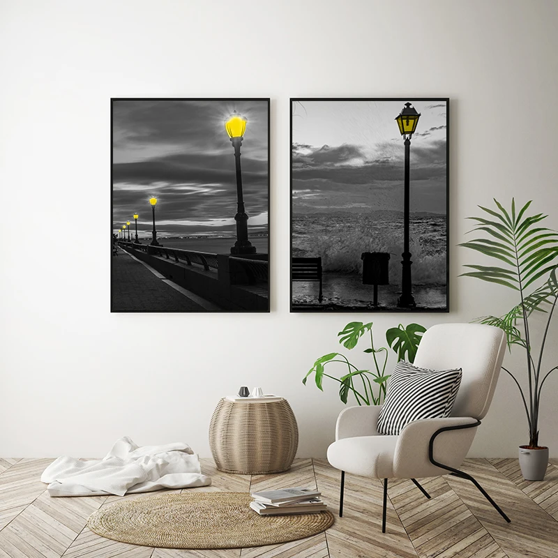 Скандинавский Ретро светлый черный желтый уличный фонарь ночной вид лампочка