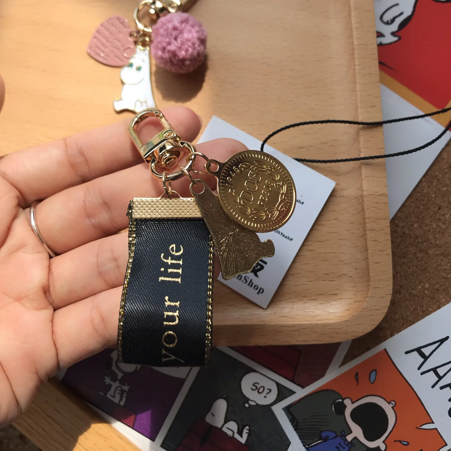 Брелок Moomins подвеска брелок золотая металлическая Золотая застежка-Монета