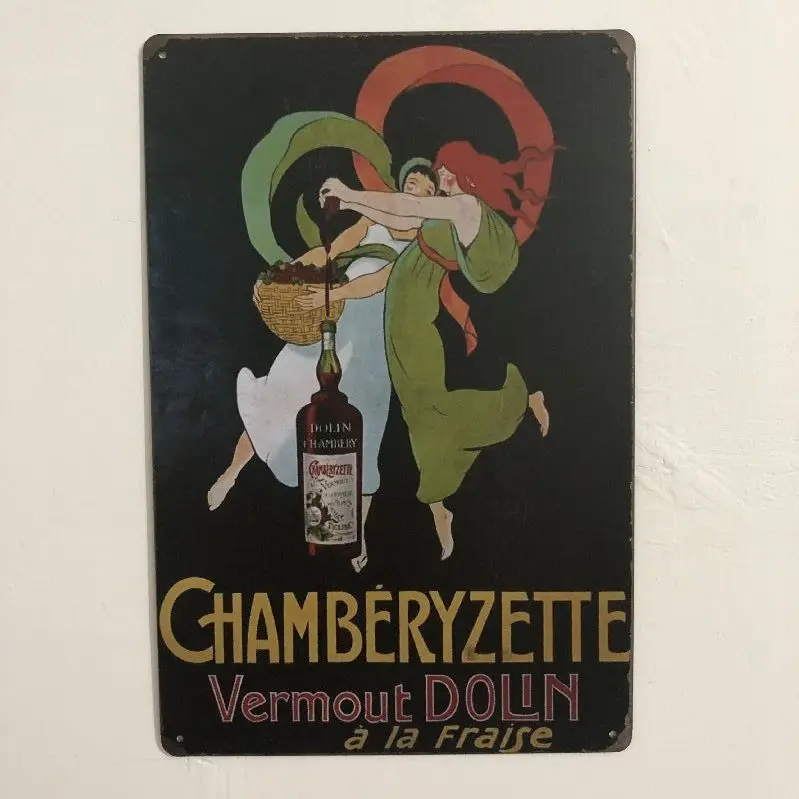 [Luckyaboy] Vintage Home Decor Dog Paris Attention Drink Car Metal Tin Signs Wall Art Painting Poster Bar Cafe Garage Decor