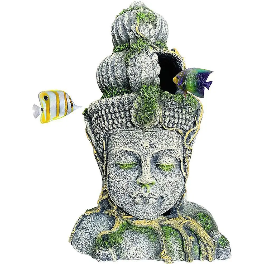 Статуя с головой Будды аквариумное украшение статуя Ландшафтная рыба креветка