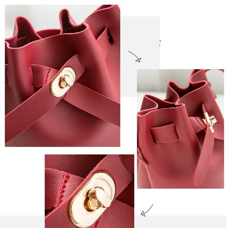 

Vintage Small Women Bucket Bag for Handbags Women PU Leather Shoulder Bags Girls Drawstring Messenger Crossbody Bag 9055