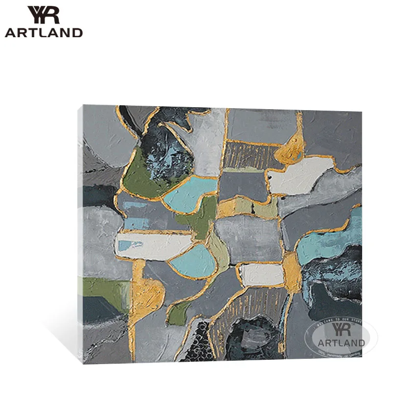 Скандинавский современный абстрактный ручной работы картина маслом на холсте серый пейзаж стены искусства