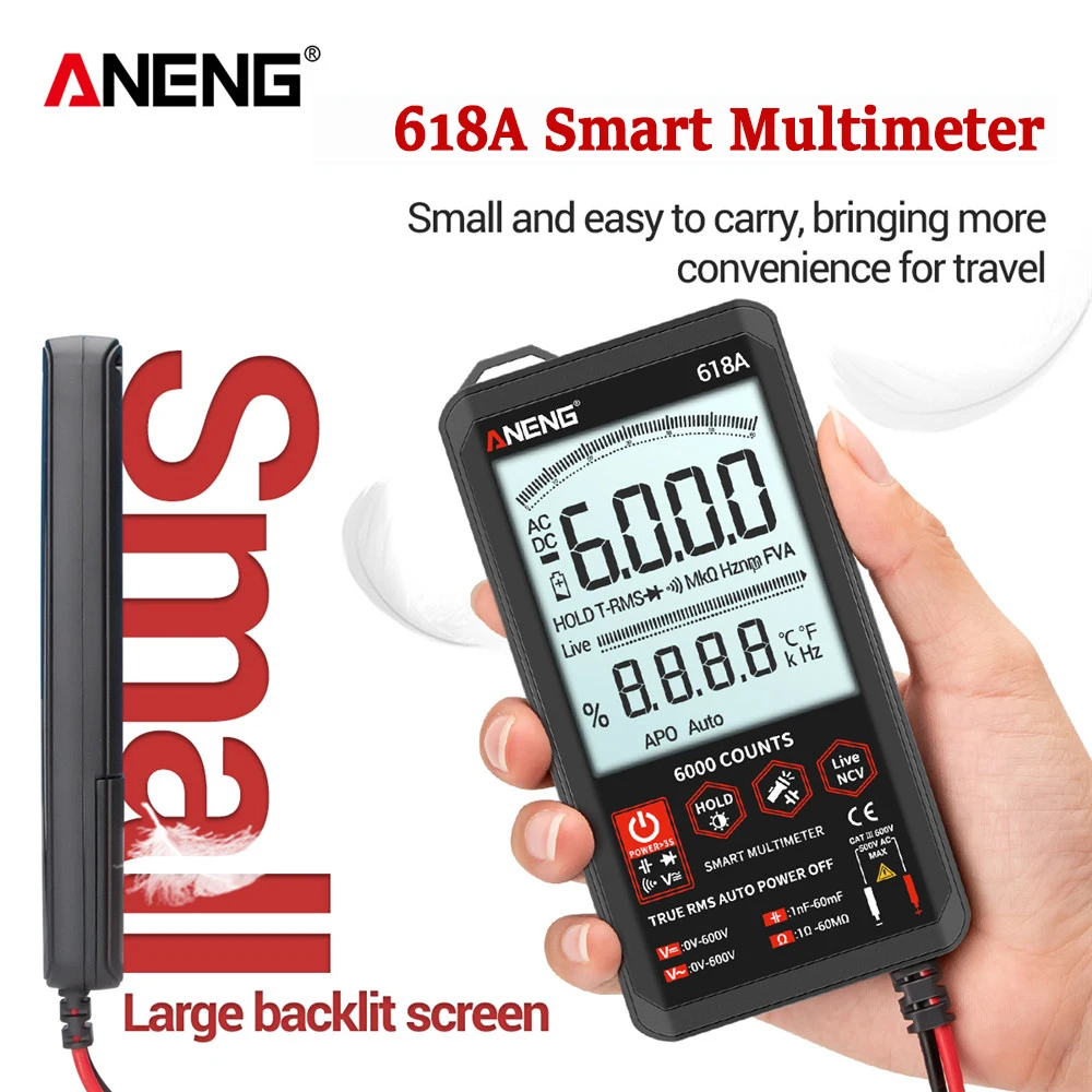 ANENG 618A Цифровой мультиметр Профессиональный Smart Touch DC Аналоговый True RMS