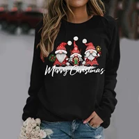womens long sleeved sweatshirt faceless doll print casual pullover top fashion merry christmas casual oversize sweatshirts