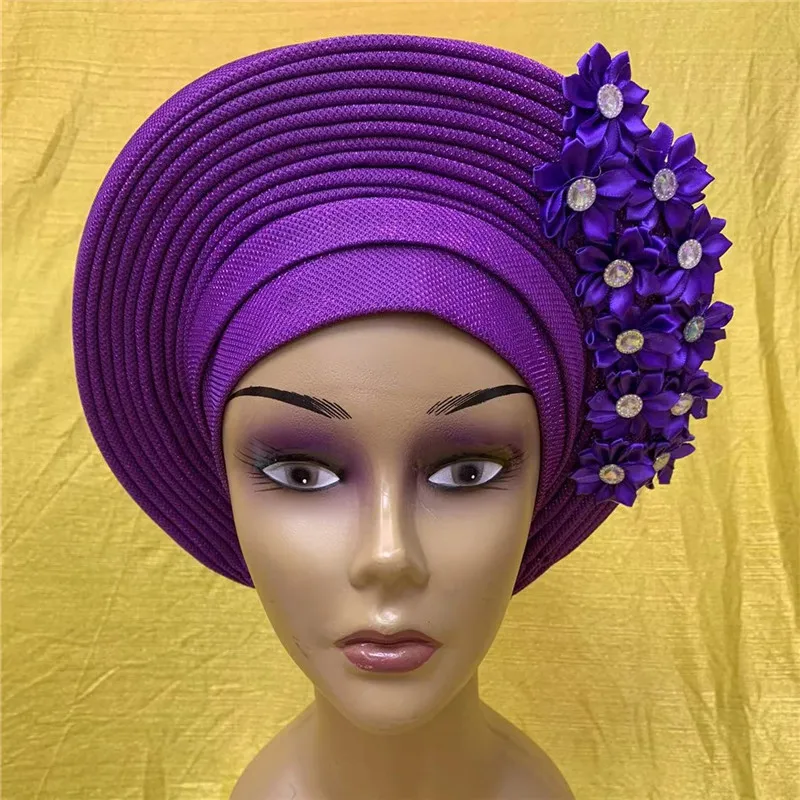 Боне женская гель, изготовленная готовая нигерийская тюрбан для женщин, африканская обертка для головы модная кепка высокого качества 1 комплект.