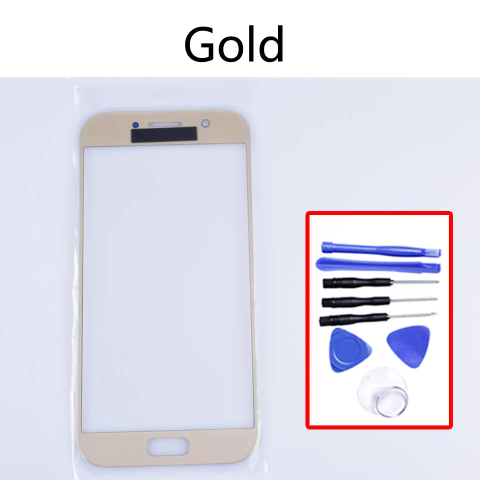 Gold-With tool A520 для Samsung Galaxy A5 A520 A520F SM-A520F SM-A520F/DS сенсорный экран Переднее внешнее стекло сенсорный экран Замена объектива 5,2" - Цвет: Gold-With tool