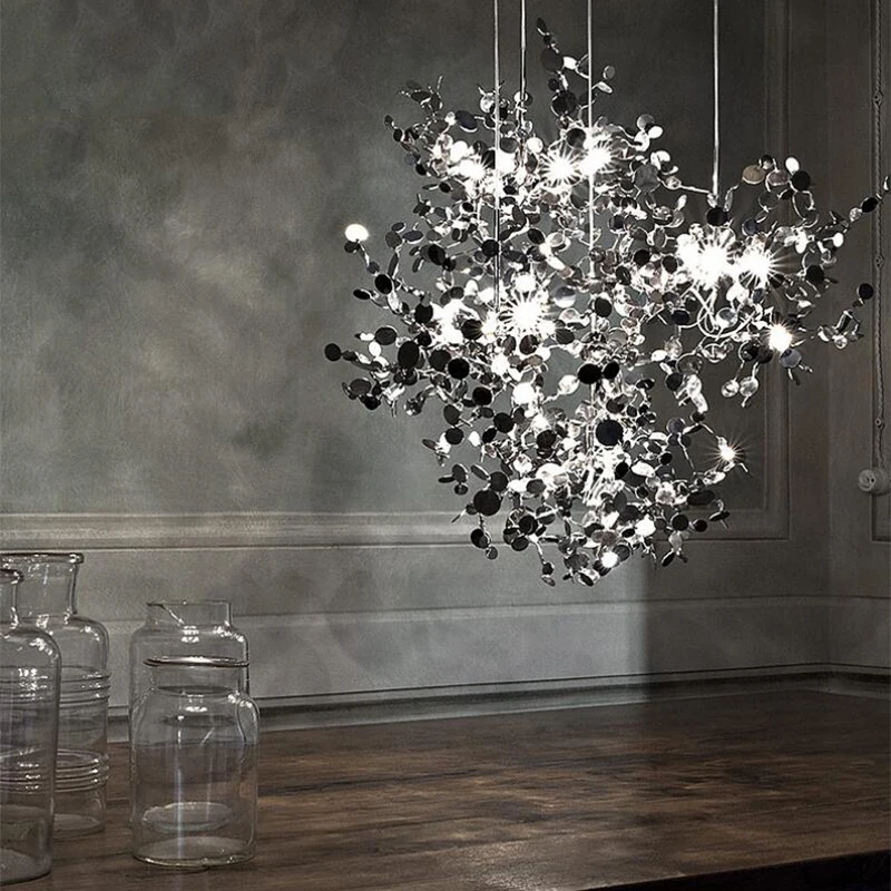 

Home jmmxiuz Chrome/gold lamp chandelier handmade stainless steel plate living room/bedroom lighting