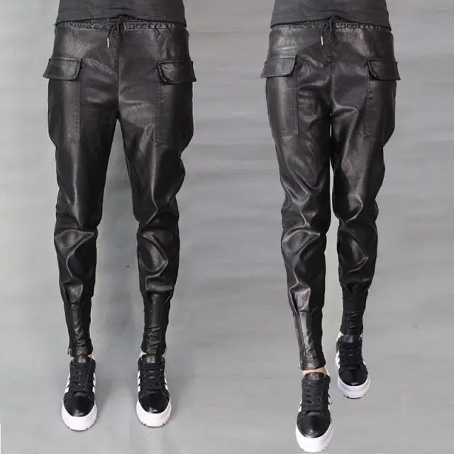 

2022 Autumn Women Faux Leather Pant Trousers Slim Elastic High Waist Female Fashion Streetwear pants Lady Vintage Pants H668