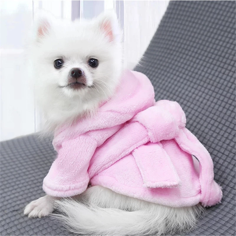 

Winter Pet Dog Bathrob Soft Flannel Puppy Chihuahua Pajamas Sleeping Clothes Dogs Bath Drying Towel Clothing Pets Accessories