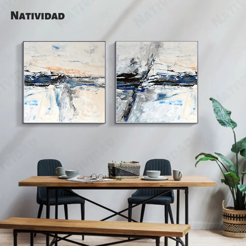

Marble Glass Texture Map Art Canvas Painting Blue Transition Color Gradient Level Modern Realistic Floor Picture Home Canvas