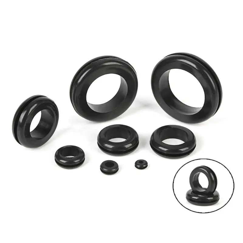 

200Pcs/box Soft Rubber Grommet Gasket Kits for Wire Cable Black Assortment Set Electrical Wire Gasket Tools