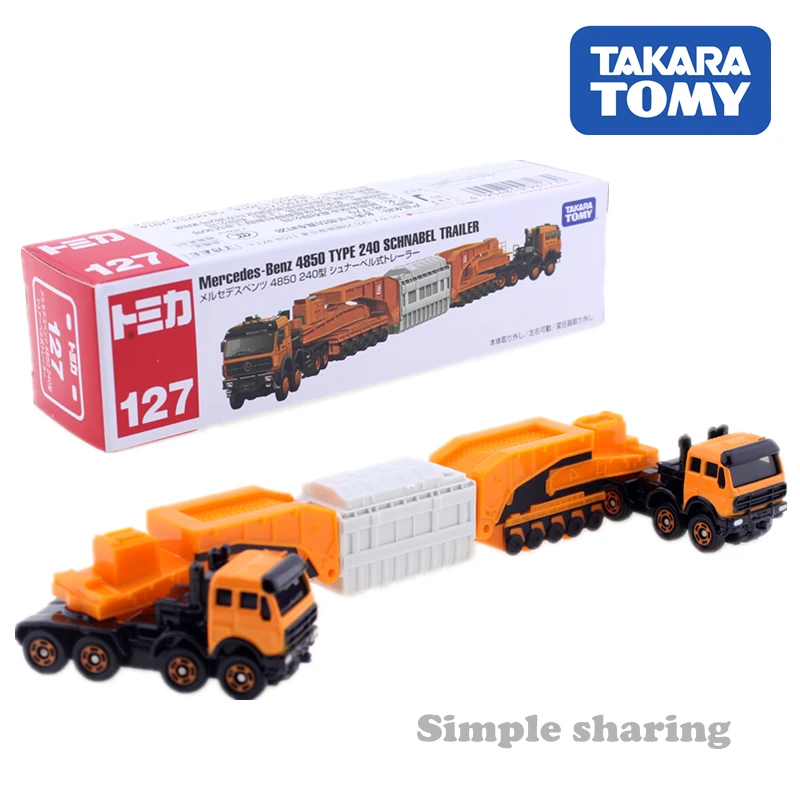 

Takara Tomy Long Tomica No.127 Mercedes Benz 4850 Type 240 Schnabel Trailer Metal Cast Car Model Vehicle New Kids Toys