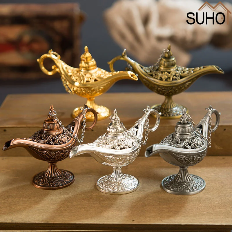 

Hot Antique Style Aladdin Magic Lamp Genie Collector's Edition Wedding Table Decor Collectable Classic Arabian Props Aladdin Pot