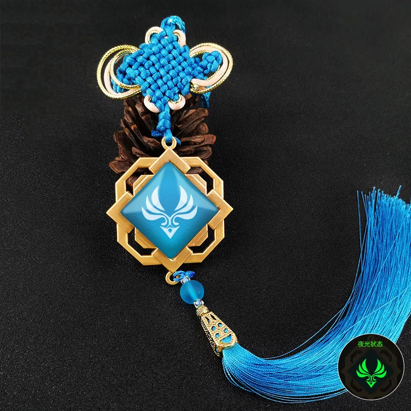 Игра Genshin Impact светящийся брелок 7 элементов подвеска из сплава для ключей с