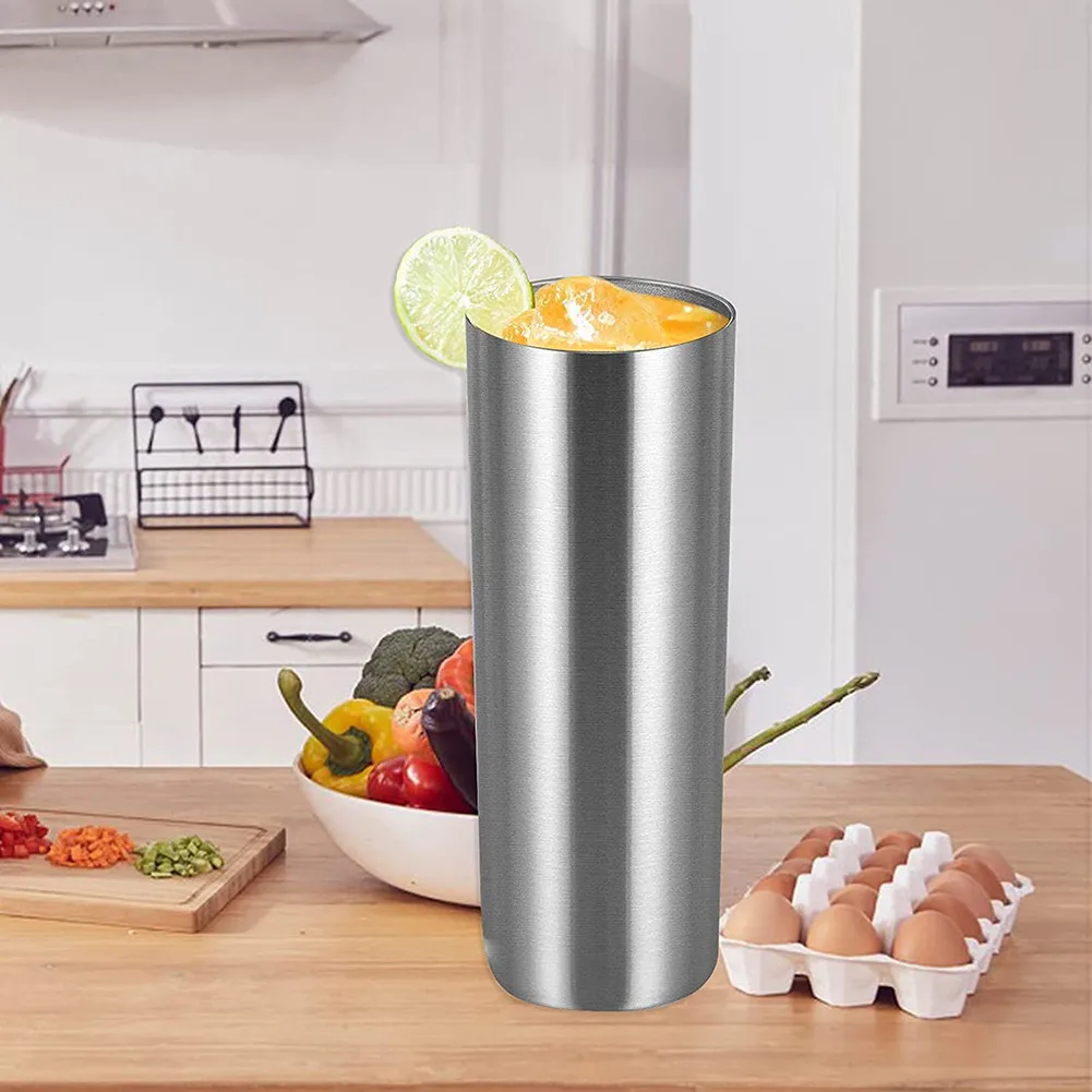 

20Oz Stainless Steel Insulated Tumbler With Straws Double Wall Cup With Lids Mug Straight Skinny Cup For Home Kitchen Drinkware
