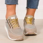 Женские кроссовки из Вулканизированной Ткани, на шнуровке, повседневные, на платформе, с блестками, для осени, 2021