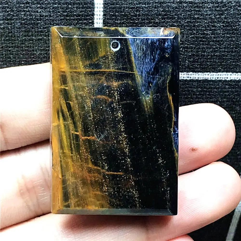 

Top Natural Yellow Pietersite Necklace Pendant For Woman Man Crystal 42x29x8mm Rectangle Beads Namibia Energy Stone Jewelry AAAA