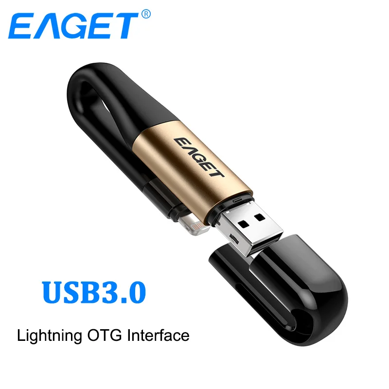 EAGET I90 2 в 1 OTG USB флэш накопитель 64 Гб Lightning 3 0 палка MFI Сертифицированный флеш 128 ГБ