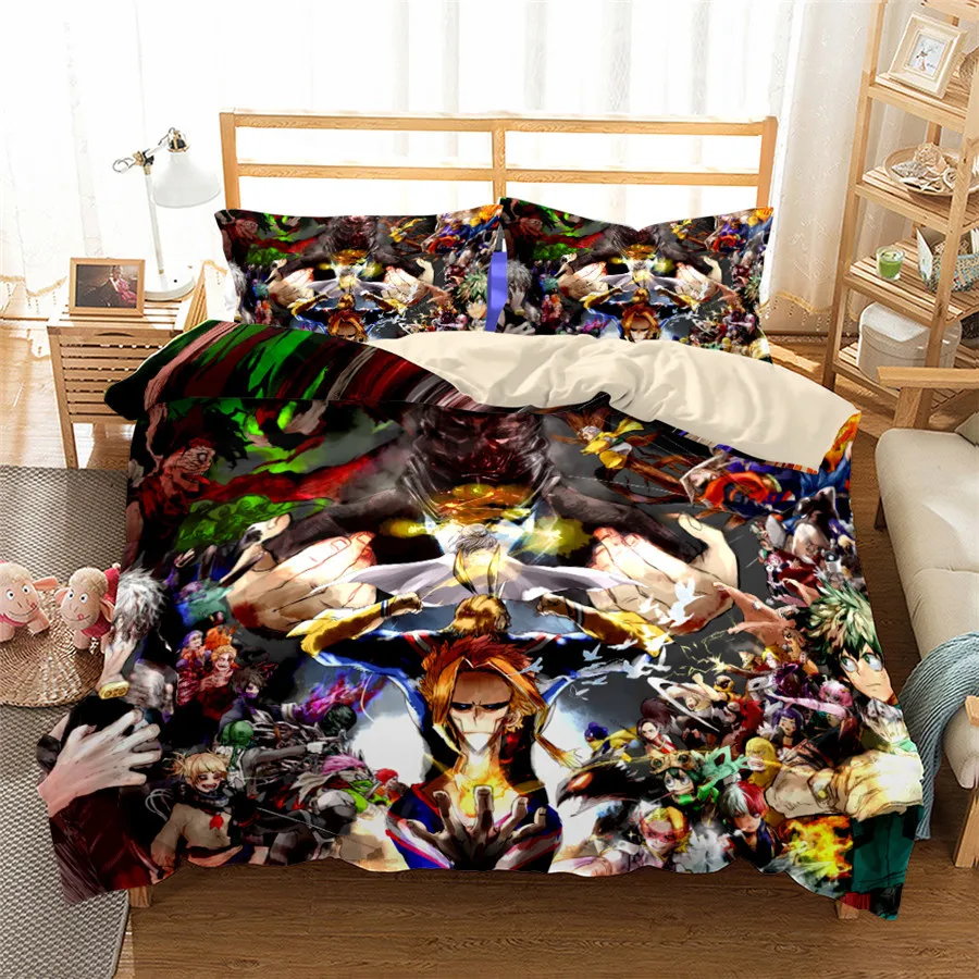 

3D Print Hero Academy Bedroom Comforter Set Cartoon Anime Microfiber Bed Adult And Kids Bedding Sets Size Twin Full Queen King