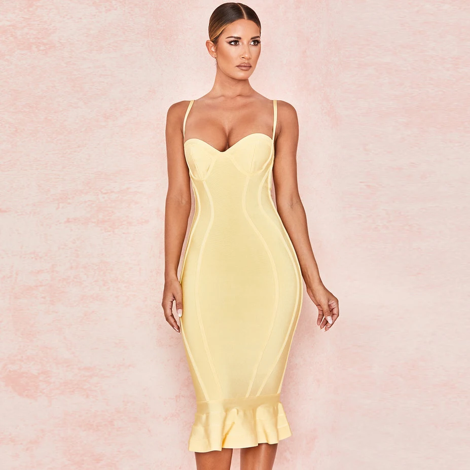 Женское облегающее платье с V-образным вырезом вечернее на бретелях-спагетти