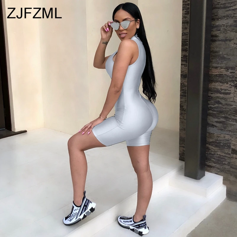 ZJFZML сексуальный женский фотокостюм Облегающий комбинезон на молнии сзади