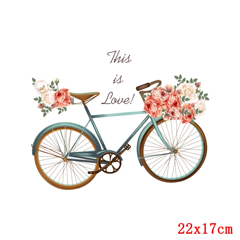 

Prajna Cartoon Car Bicycle Flower Series Ironing Stickers Transfer Beauty Iron On Transfers Vynil Heat Transfers Themo Transfers