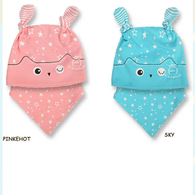 2019 Baby Accessories Toddler Infant Christmas Star Hat 3D Ears Cap Bonnet Beanie Scarf Head Neck Wrap 2Pcs Set Shower | Детская одежда