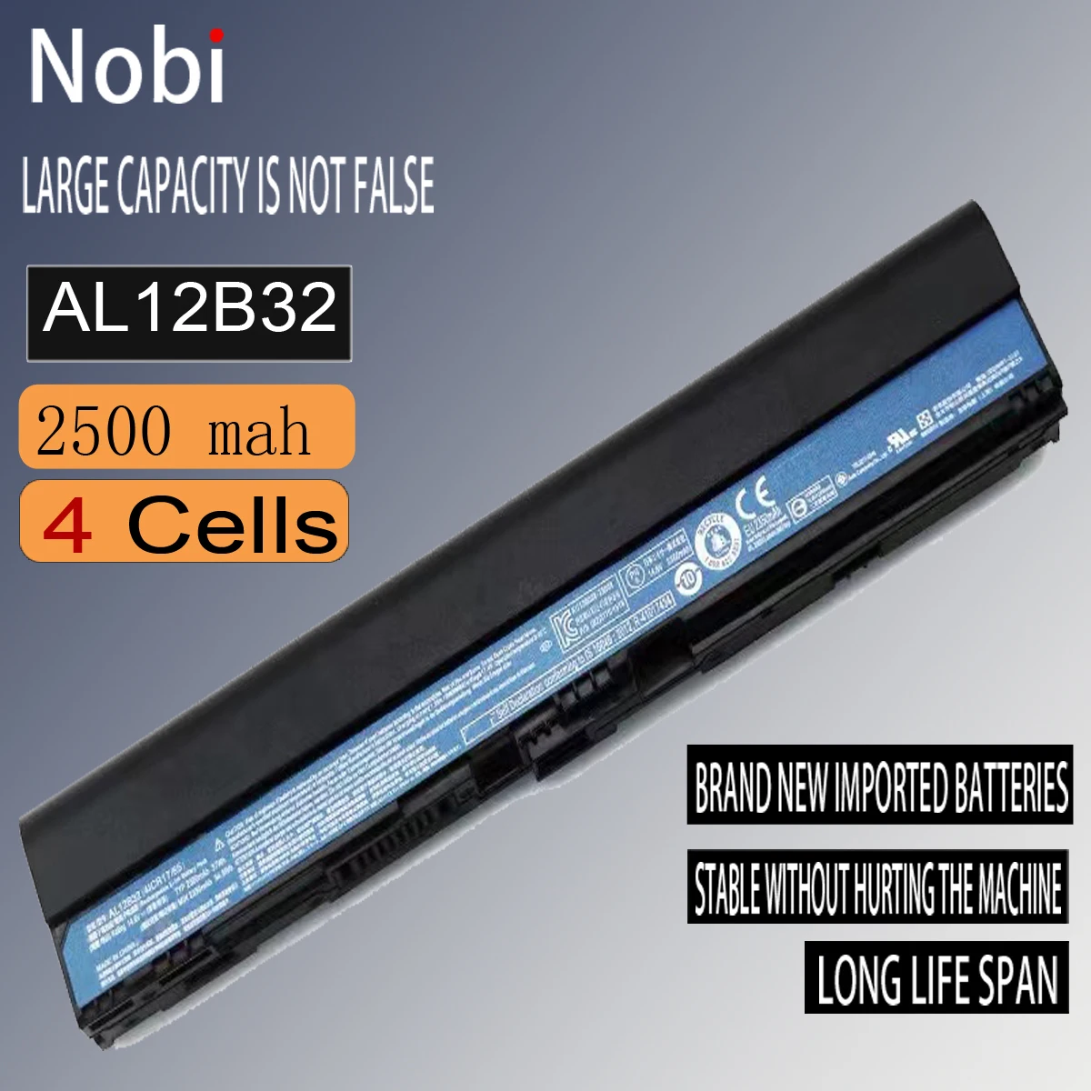 

Nobi New Brand AL12B32 AL12X32 AL12A31 Laptop Battery for Asus Aspire One 725 756 V5-131 V5-171 Q1VZC B113M