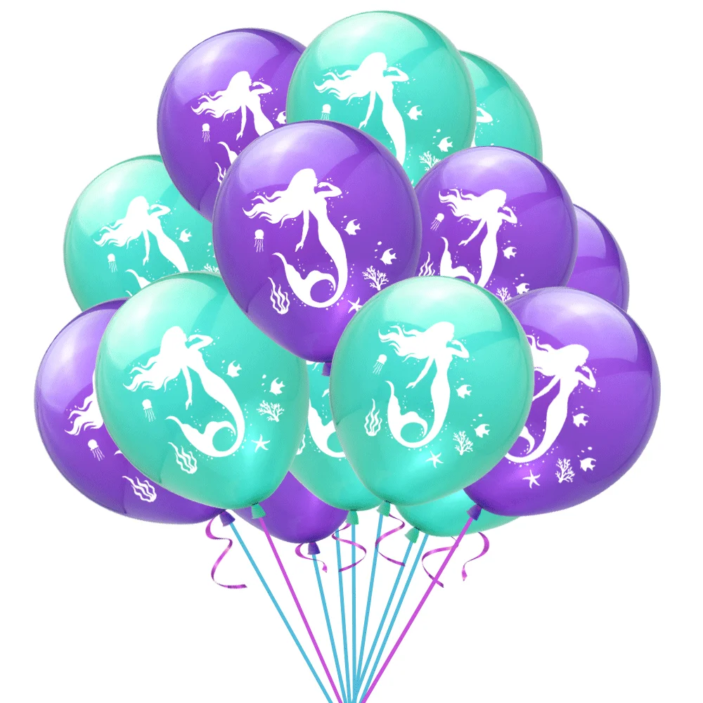 

6-15pcs Mermaid Balloons Girls' Theme Party Decoration 12inch Latex Ballons Helium Confetti Globos Home Restaurant Outdoor Decor
