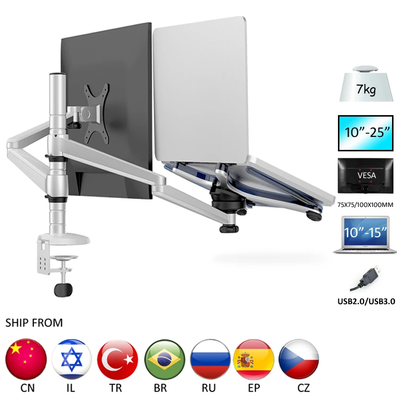 Soporte Multimedia para ordenador portátil, brazo largo de 32 pulgadas para escritorio, LCD, doble Monitor, movimiento completo, OA-7X