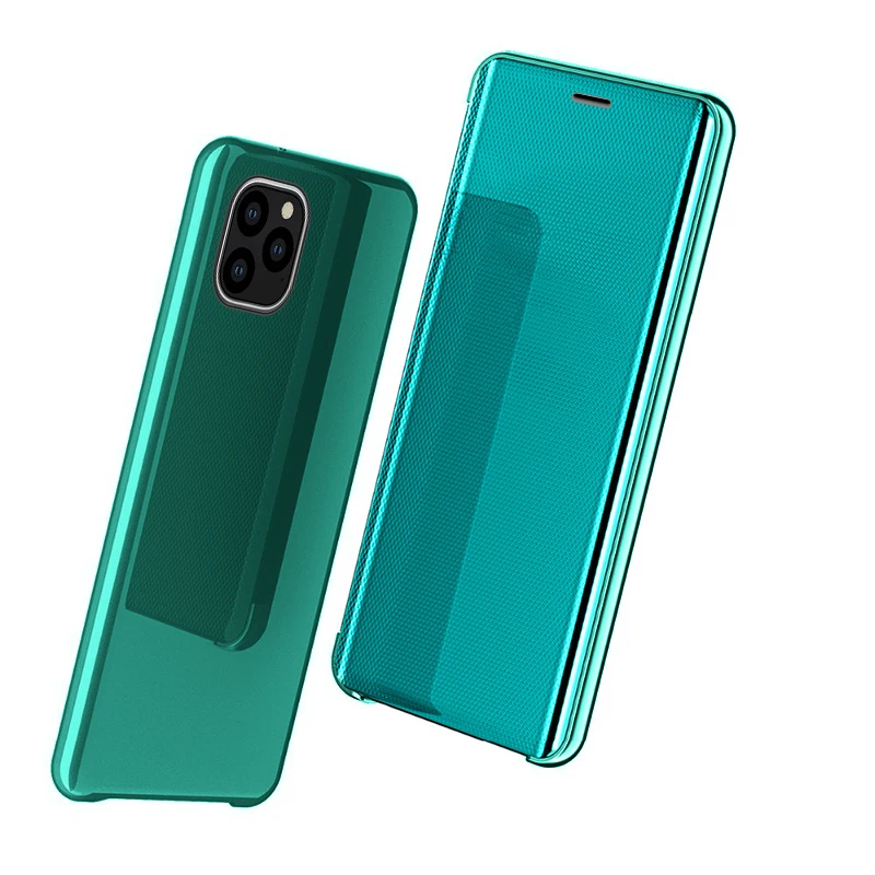 Зеркальный флип чехол кожаный защитный для iPhone 11 прозрачная зеркальная