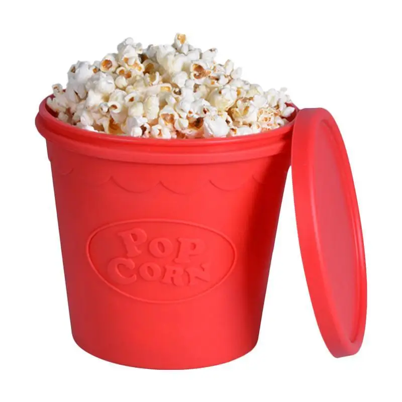 2020 New Popcorn Microwave Silicone Foldable Red High Quality Kitchen Easy Tools DIY Popcorn Bucket Bowl Maker With Lid bowls - изображение