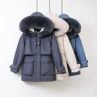thick warm parkas women winter jacket large natural fur hooded drawstring waist winter coat women jacket female outerwear