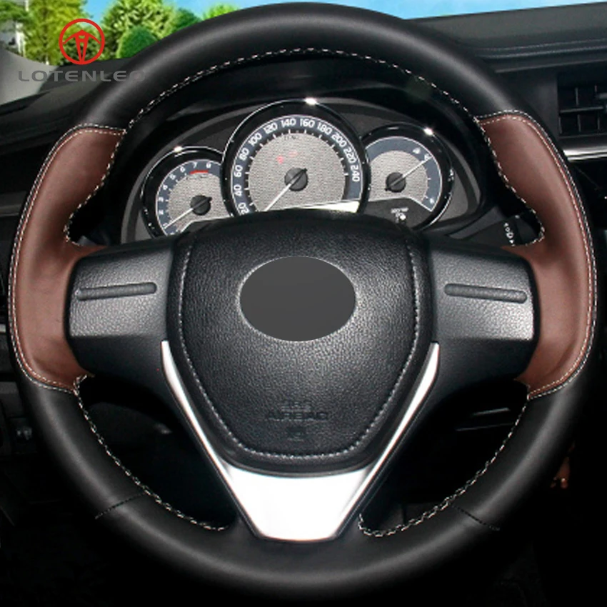 

Оплетка на руль LQTENLEO из черной и красной кожи для Toyota RAV4 2013-2019 Corolla 2014-2019 Auris 2013-2016 Scion iM 2016