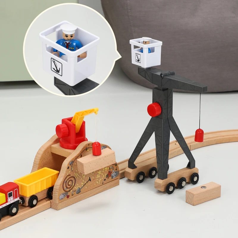 

Bulk wooden track accessories, Crane Tower car toys, magnetic decorations, compatible with railway wooden track toys