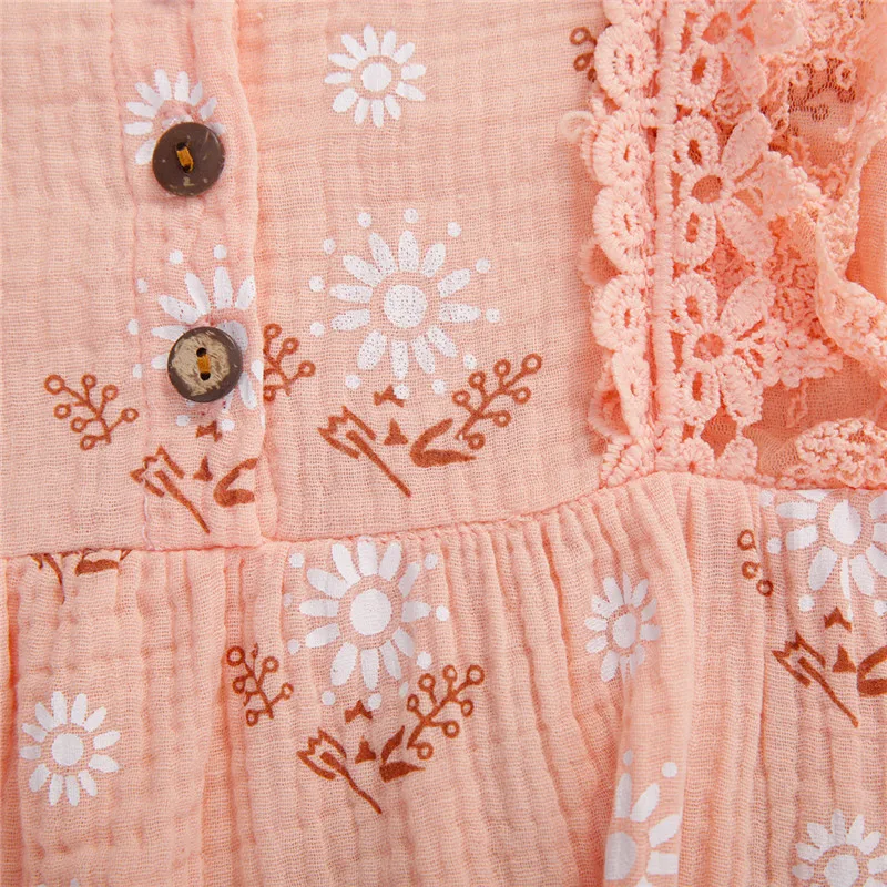 

Baby Girls Bodysuits Flowers Pattern Long Sleeve Round Neck Button Closure Outfit Button-Down Lace Ruffle Autumn Fall Bodysuits