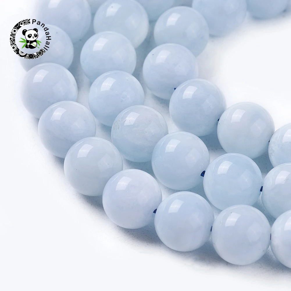 

2Strands 8mm 10mm Natural Aquamarine Round Beads For Necklaces Bracelets Jewelry Making DIY Accessories , Hole: 1mm