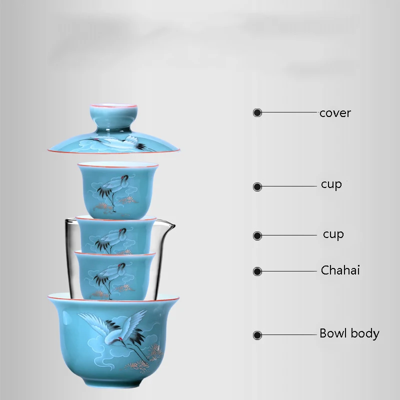 Синий и белый фарфор Gaiwan чай, гайвань комплект древней китайской глазурь Цзиндэчжэнь Чай набор чайная чашка для различных Чай